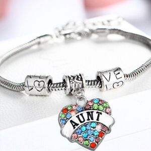 🎉🎉NEW🎉🎉 AUNT LOVE Bracelet w/ Colorful Rhinestones OS Adj Charms